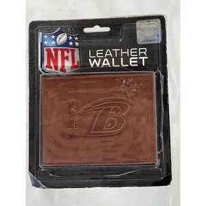Baltimore Ravens Embossed Brown Leather Trifold Wallet Never Used, Open Box